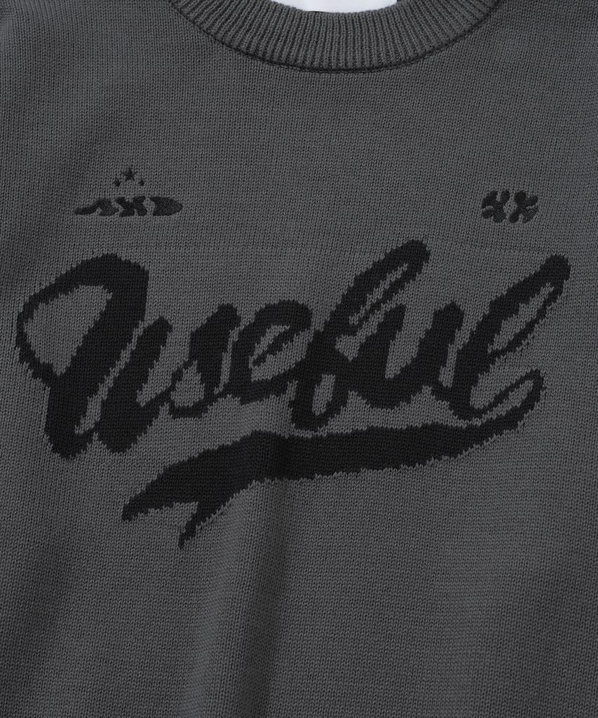 KNITTED Varsity Embroidered Logo Knit Charcoal