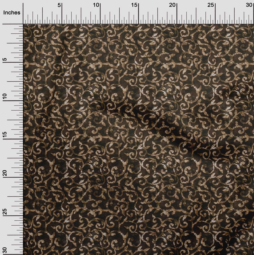 oneOone Cotton Flex Brown Fabric Abstract Leaves Fabric For Sewing Printed Craft Fabric By The Yard 40 Inch