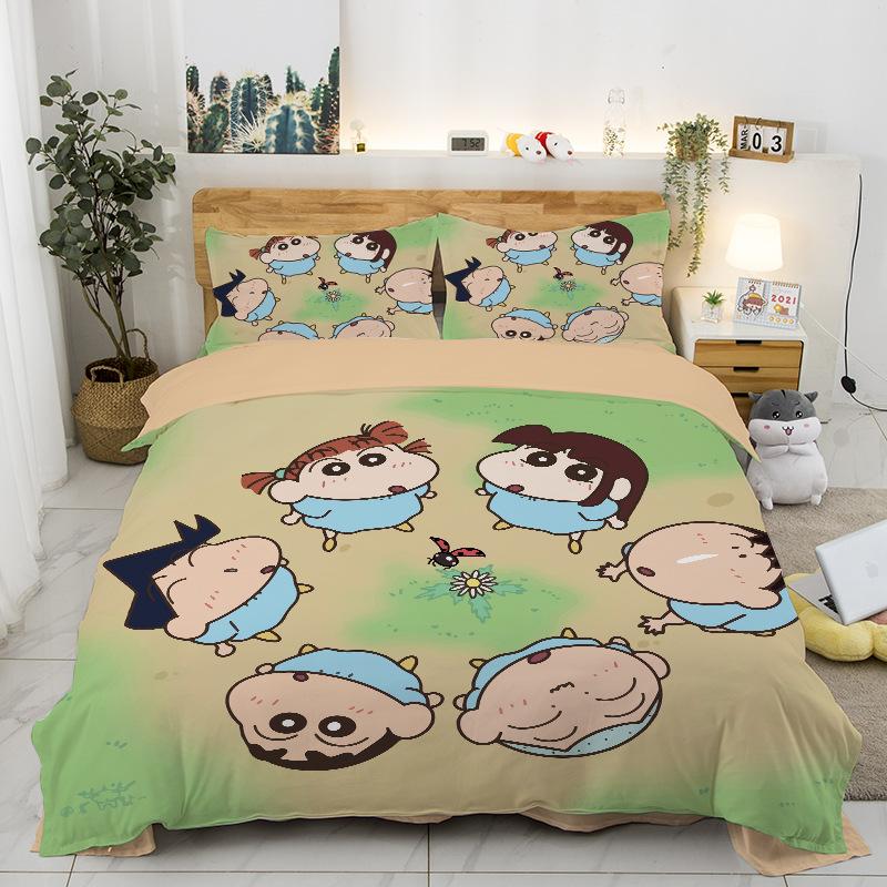 New Style C-Crayon Shin-Chan Bedding Sets Shin-Chan Duvet Cover Bed Set Quilt Cover Pillowcase Kids Adult Single/Double/Queen