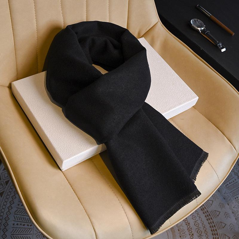 Men's Wool Scarf Autumn and Winter Warm Thickened Plaid Scarf Business Leisure Birthday Gift Men's