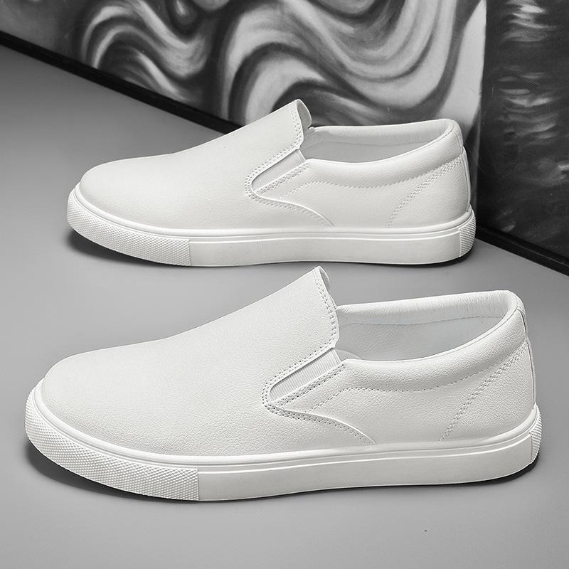 Men's Plus Size Summer Breathable White Leather Casual Sports Shoes