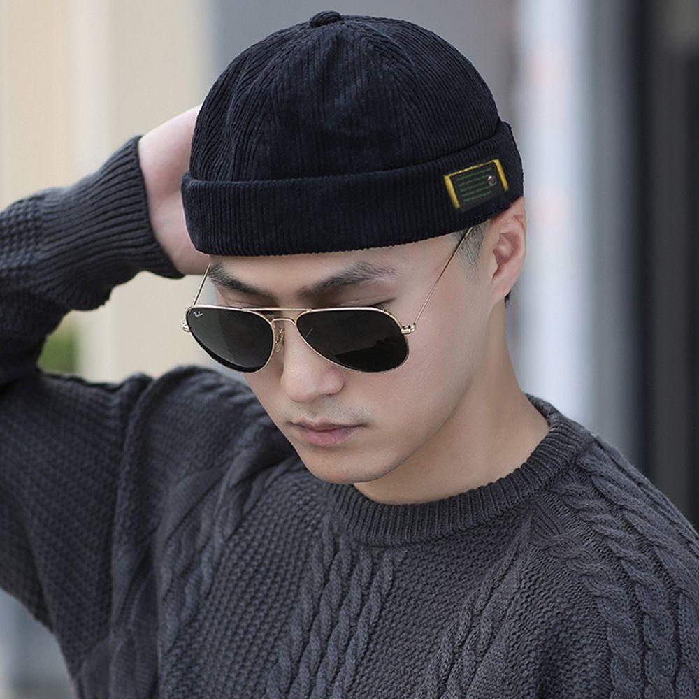 Corduroy Yuppie Hat Tag Harajuku Style Letter Hat Korean Style Caps Men Beanies Watermelon Hat