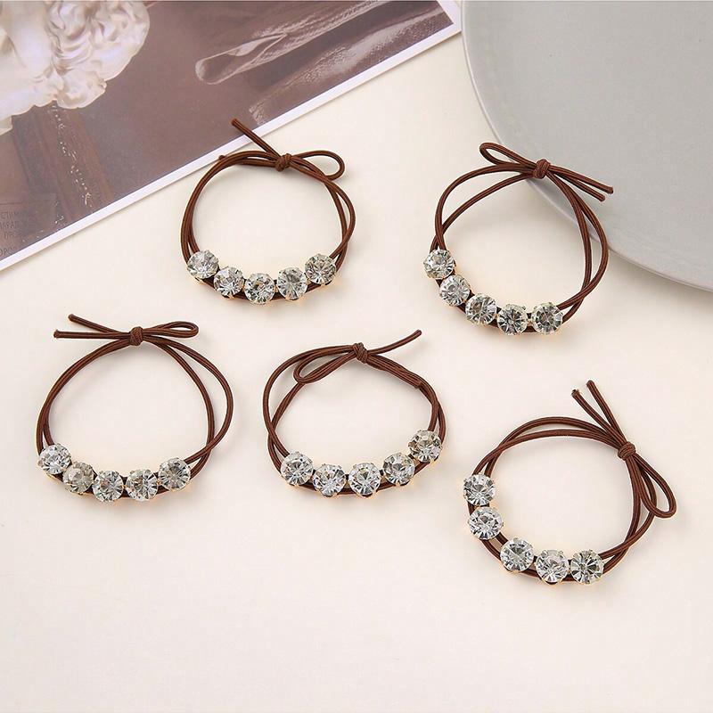 5pcs Women's Light Luxury 5pcs Water Diamond Bow Hairband High Grade Korean Hairstring