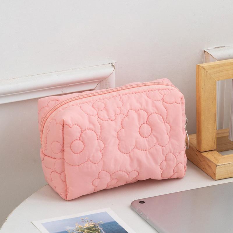 Borsa per Trucco da Viaggio Portatile Minimalista con Fiocco, Grande Capacità, Morbida