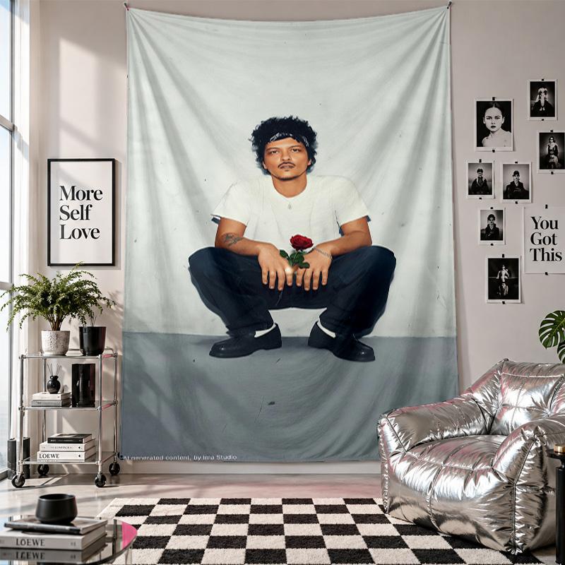 Wall TapestryBruno Mars Art Hanging Cloth Decorative Background Cover for Room Decoration
