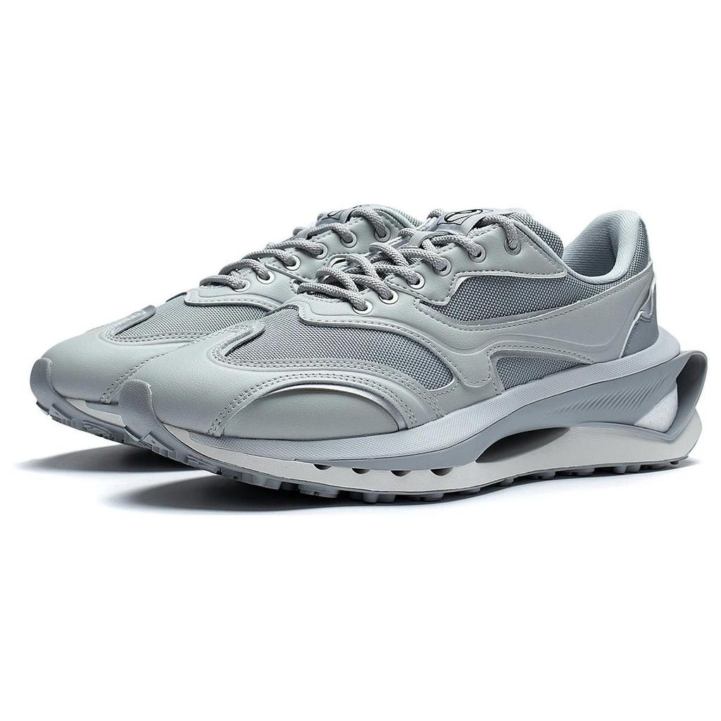 Li Ning Slip Resistant Abrasion Resistant Low top Casual Shoes Men's Silver AZGS005-7