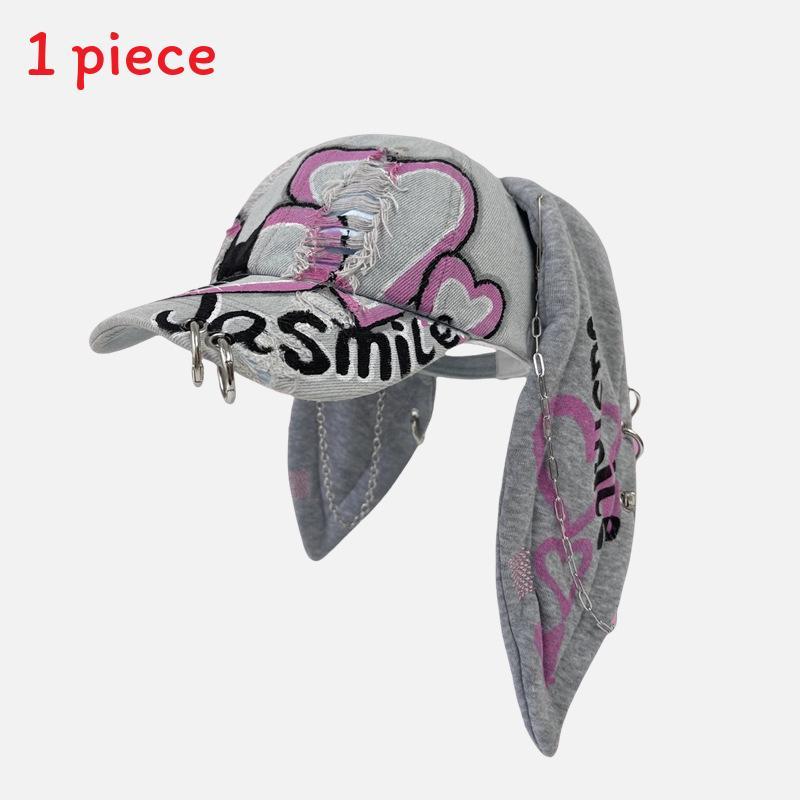 Newjeans Inspired Denim Baseball Cap With Handpainted Graffiti For Street Style And Sun Protection