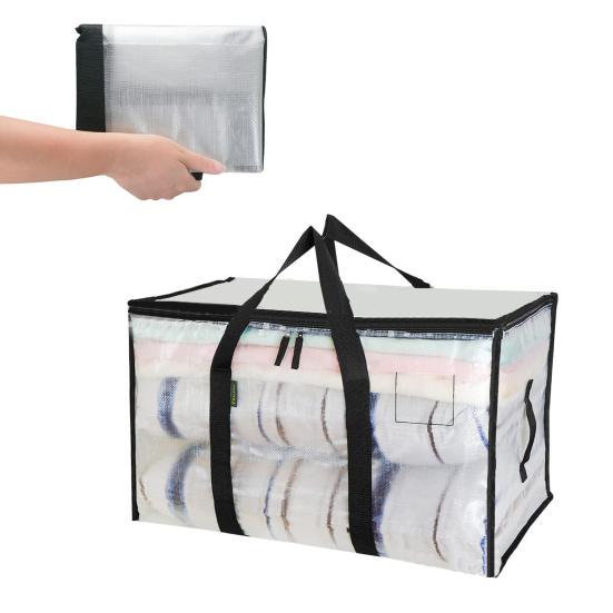 Moving Bag with Reinforced Handle Zipper Closure Large Capacity Anti-Tear Heavy Duty Travel Blanket Clothes Storage Bag
