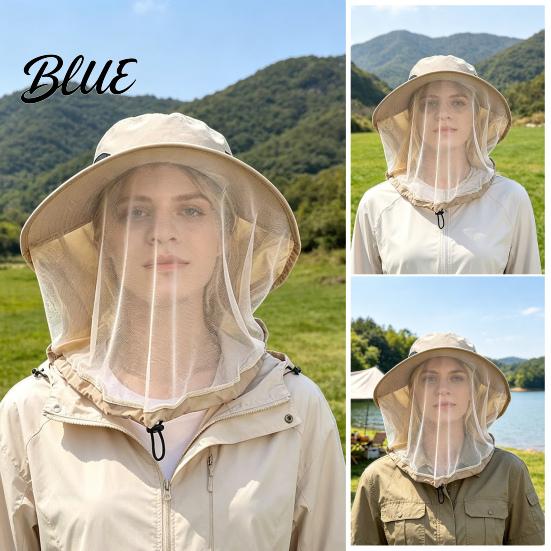 Summer Sun Hat Outdoor with Mosquito Head Net Neck Flap Breathable Men Women