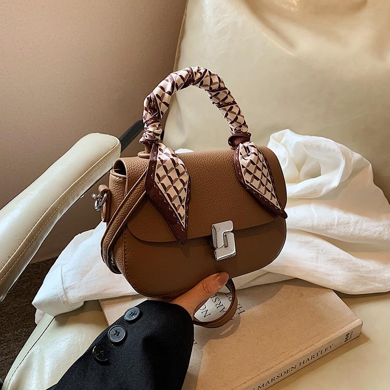 New stylish and simple silk scarf lock flip bag portable shoulder oblique span versatile women's bag