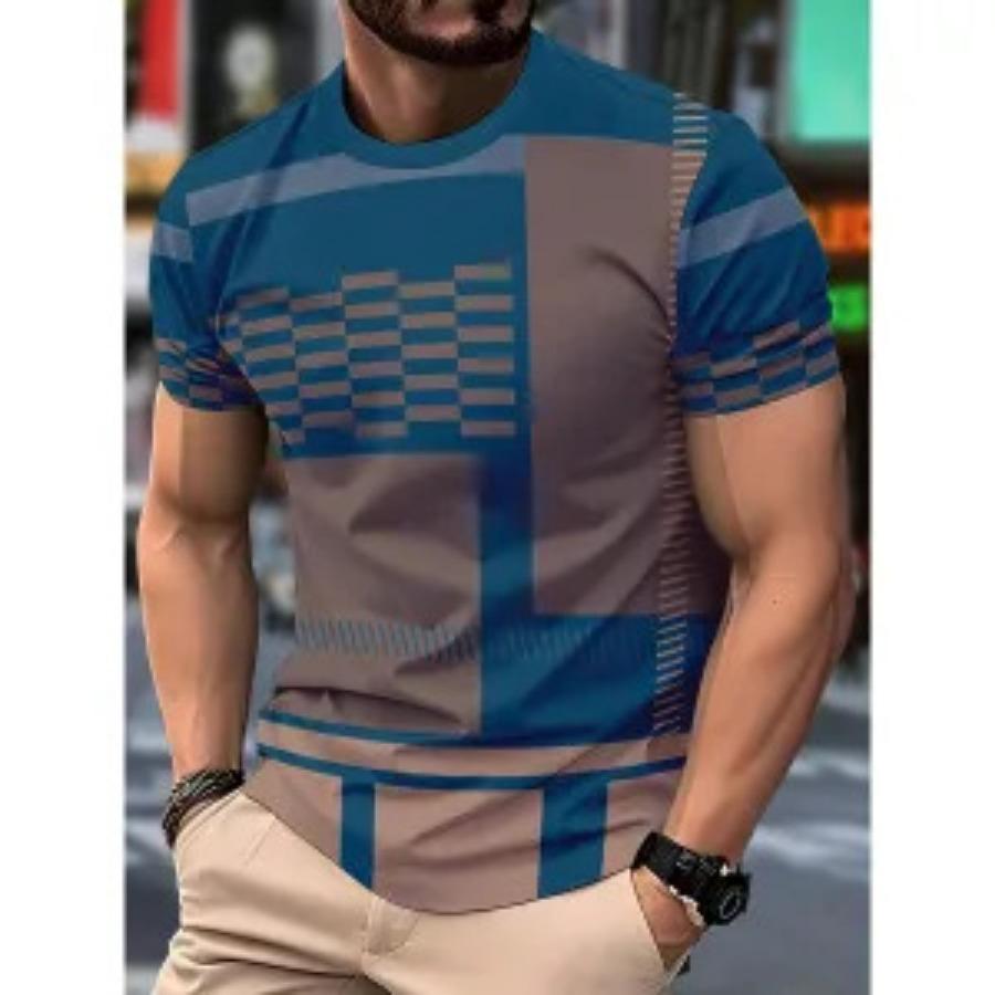 Новая летняя мужская модная футболка с цветовыми блоками, простая, трендовая, с коротким рукавом, топ S