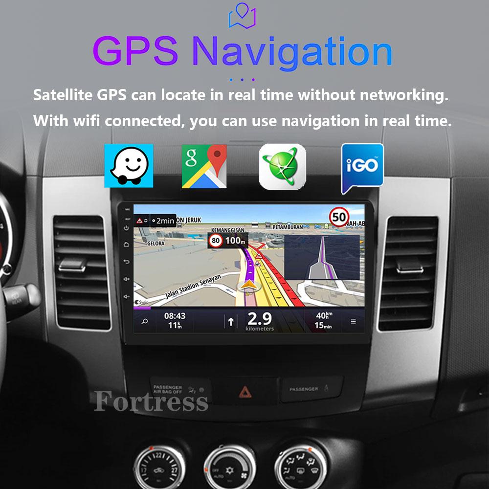 9"Android 14 Autoradio Carplay for Mitsubishi Outlander 2/Peugeot 4007/Citroen C-rosser Multimedia Video Player 4G GPS Stereo FM