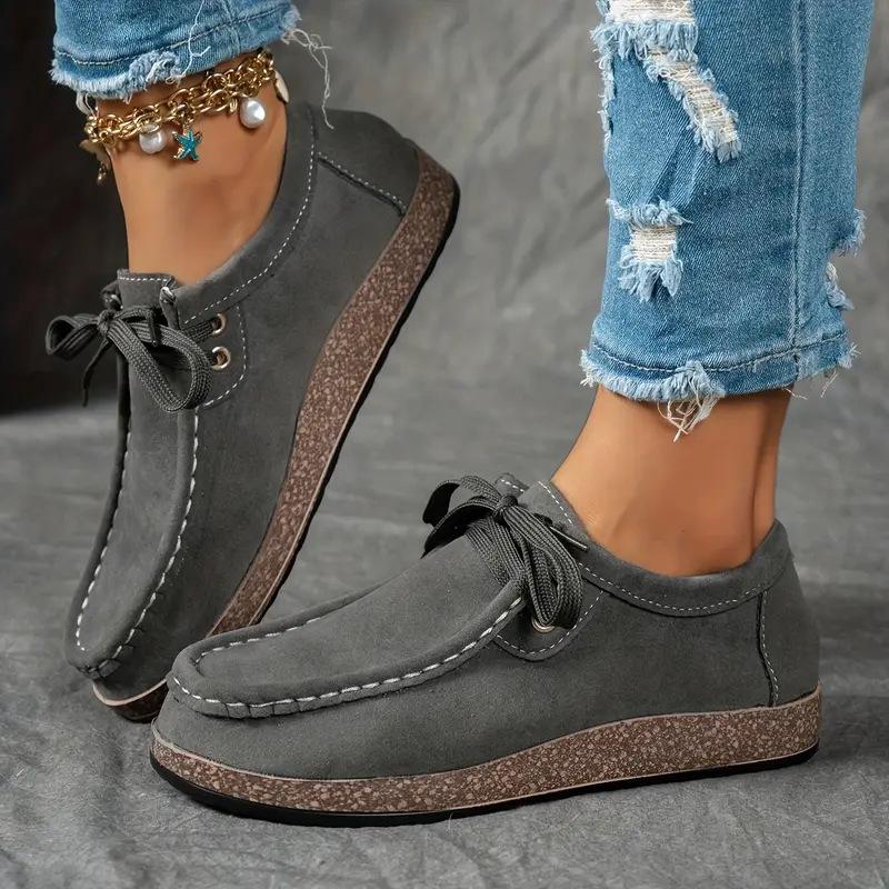 Sapatilhas Femininas Plus Size de Lona com Cadarço Novos Sapatos Casuais de Outono