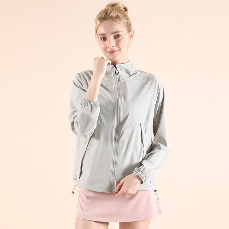 Summer refreshing breathable quick-drying with pocket zipper sunscreen clothing light and thin cool UV protection hooded sunscreen clothing