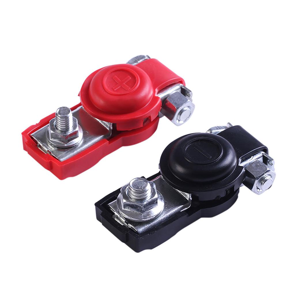 3Pcs Car Battery Terminal Set Negative and Positive with Plastic Cover Good Conductivity Clamps Connector
