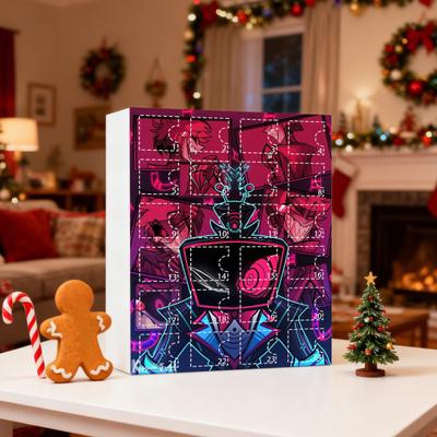Hazbin Hotel Advent Calendar 24 Day Christmas Countdown Box with Unique Window Design Multifunctional Holiday Decoration for Kids Rooms Houses Cars