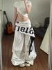 JYL TS Detachable Butt-flap Pleated Curved Dance Pants,Loose Wide Leg Trousers For Summer Hip Hop Girls