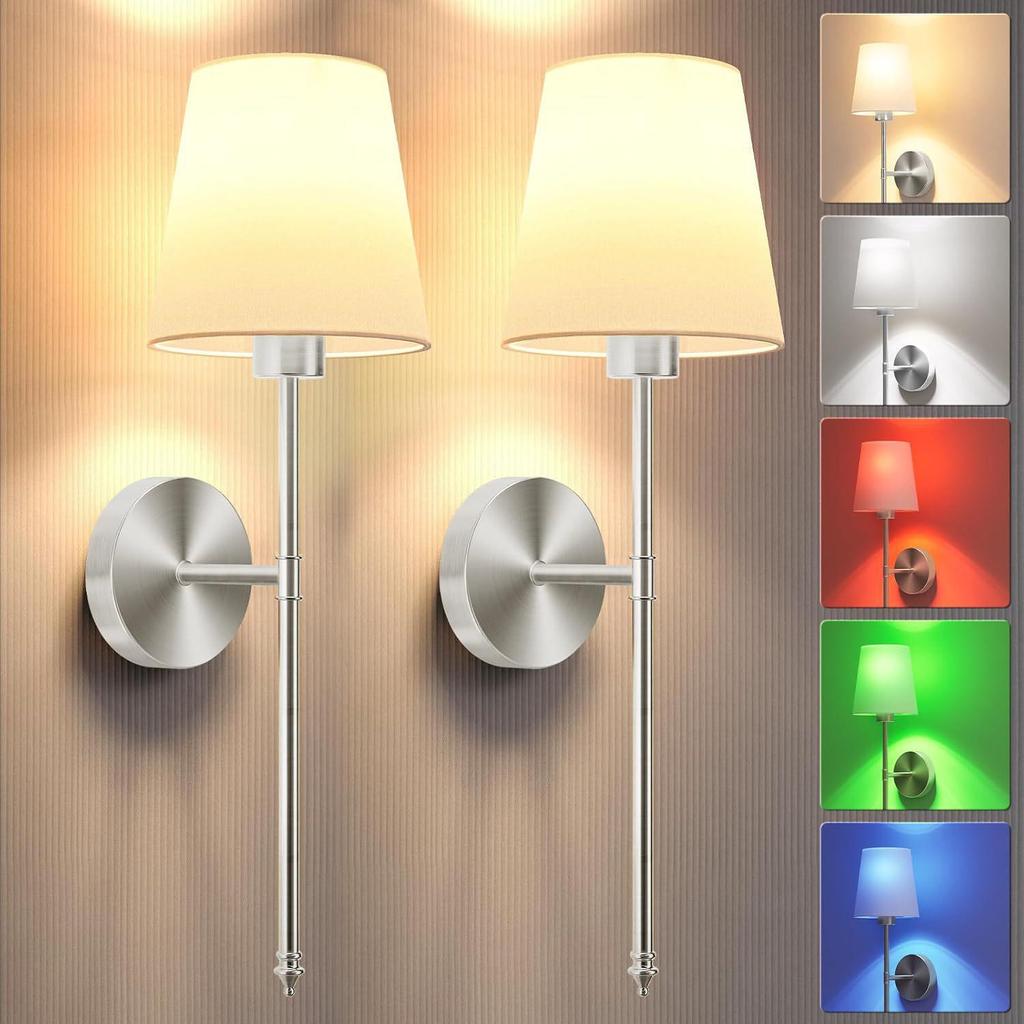 Wireless Indoor Wall Lamp with Detachable RGB Light Bulb, Remote Control, and Timer; Perfect for Living Room or Bedroom.