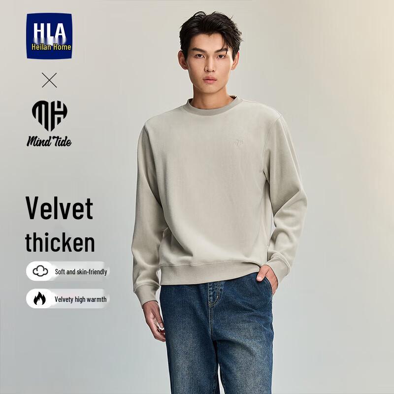 HLA Men's Winter Fleece Lined Crew Neck Sweatshirt