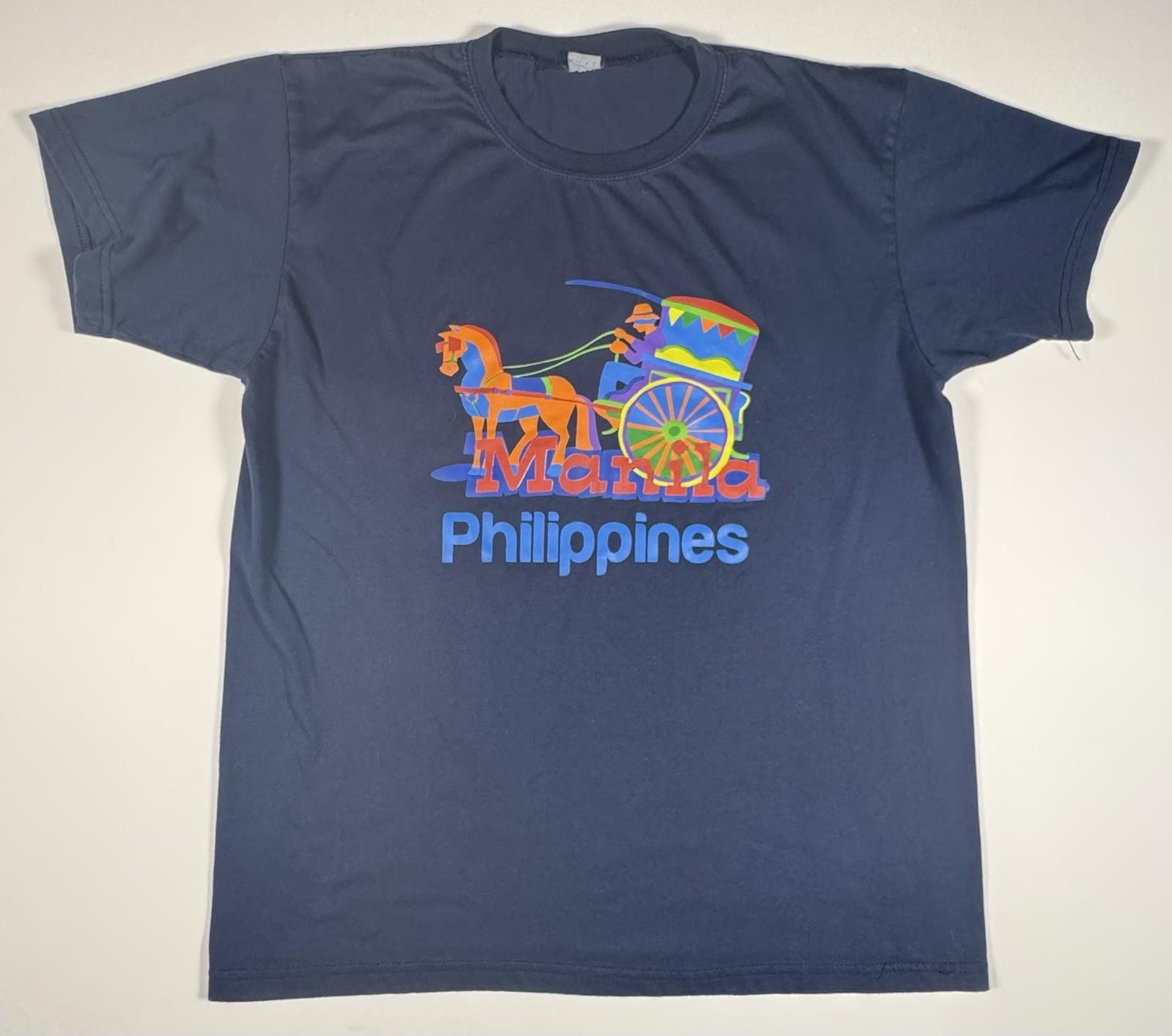 Manila Philippines Mens Large Blue Graphic Tee Travel Tourist Unisex T-Shirt S