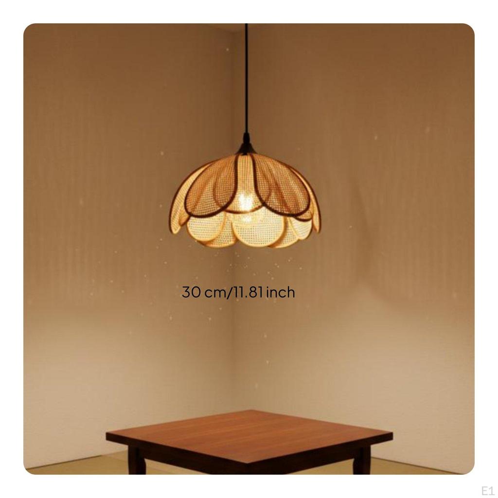 Rattan Flower Pendant Light Handwoven Woven Petal Ceiling Lamp Japanese Style Lampshade for