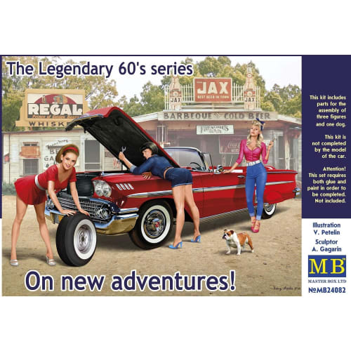 Master Box 1/24 Scale Pin-Up Series 1960s Girls Legend Embarking on a New Adventure, Set of 3 Plastic Model Kits, MB24082