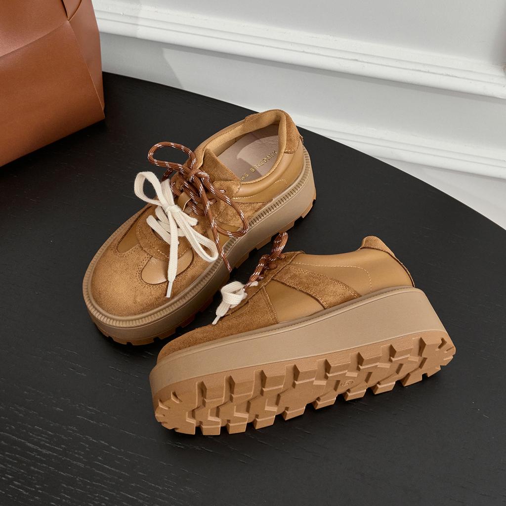 2025 Spring New Muffin Platform German Training Shoes Niche Maillard Casual Women's Shoes Versatile Short Height Increasing Board Shoes