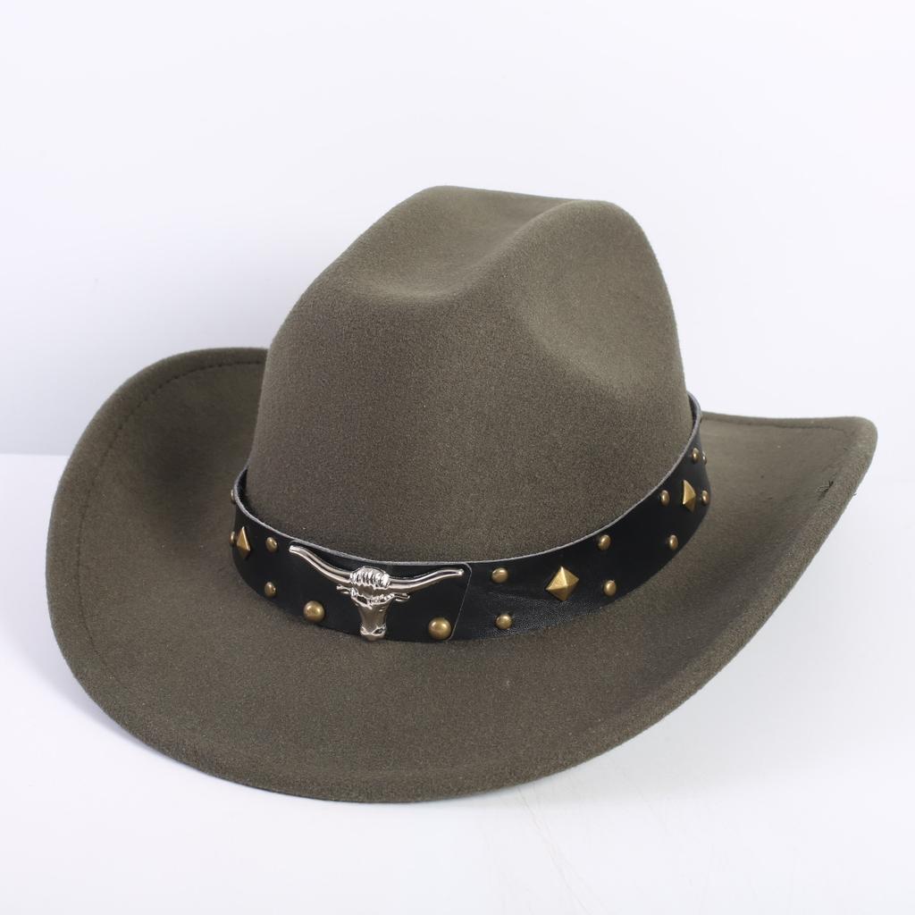 Popular European and American fashion OL style one-word cowboy hat men's and women's high-end top hat jazz hat felt hat
