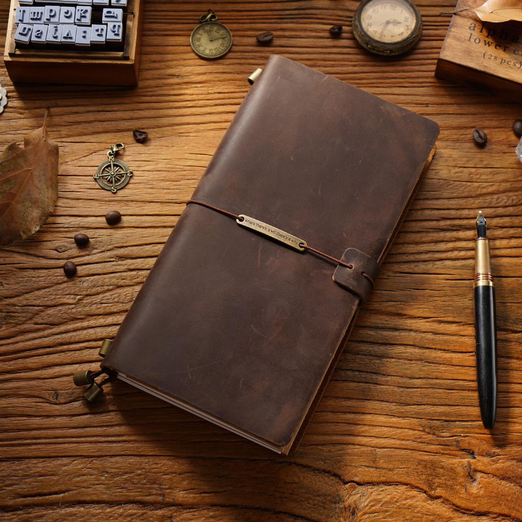 2026 First Layer Cowhide Notebook Genuine Leather Retro Travel Notebook Handmade Loose-leaf Notepad Diary Spot