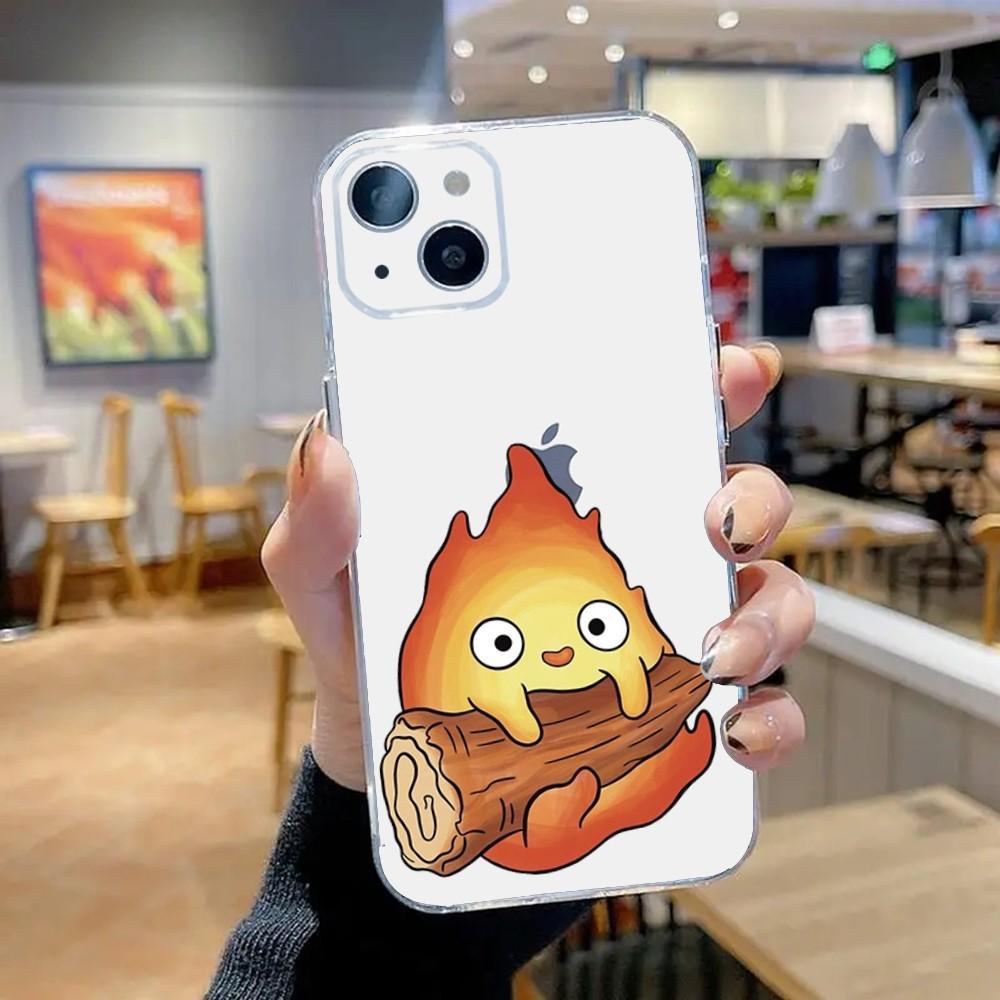 

Милый огненный C-CalciferS Чехол для телефона Для iPhone 16,15,14,13,12,11 Plus,Pro,Max,XR,XS,X,7,8 Plus,SE,Mini Прозрачный Силиконовый Мягкий iPhone12PROMAX