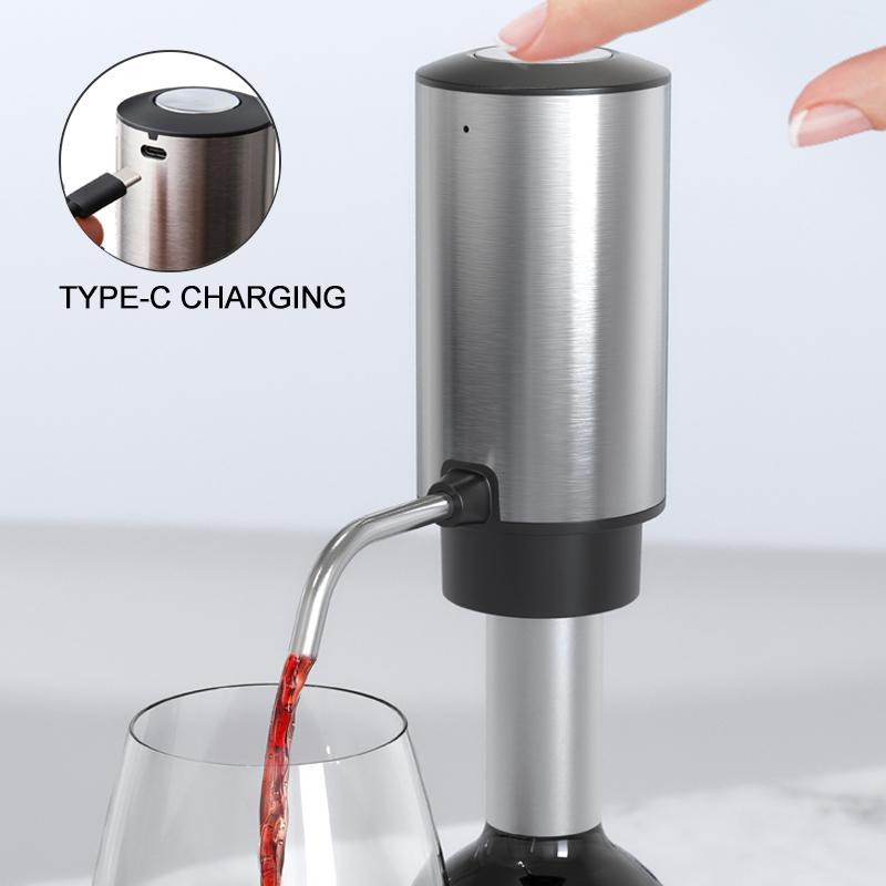 Stainless Steel Automatic Wine Decanter USB Rechargeable Electric Wine Aerator Dispenser Intelligent Wine Dispenser Party Gifts