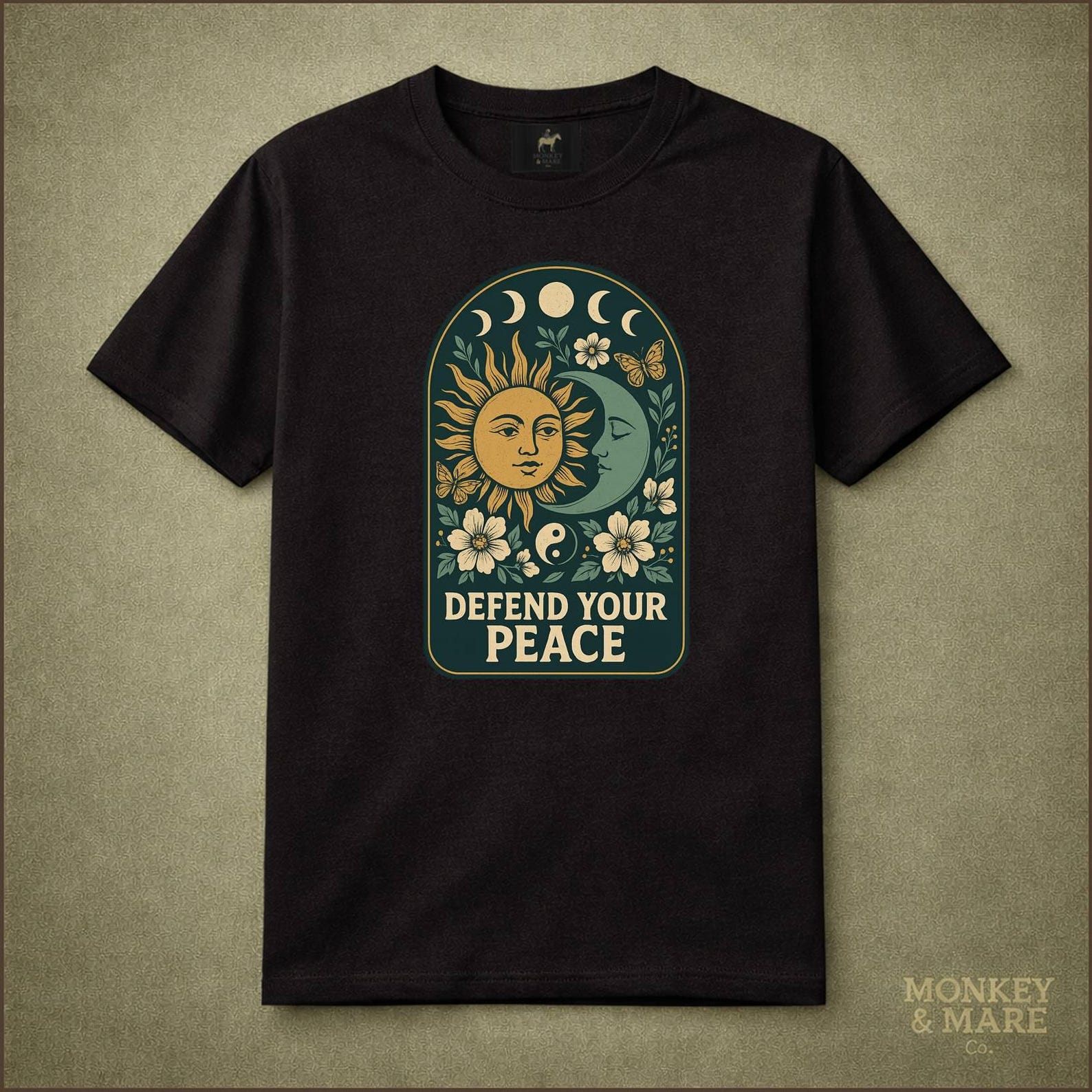 Celestial Sun Moon Shirt, Defend Your Peace, Spiritual Witchy Astrology Tee 3XL