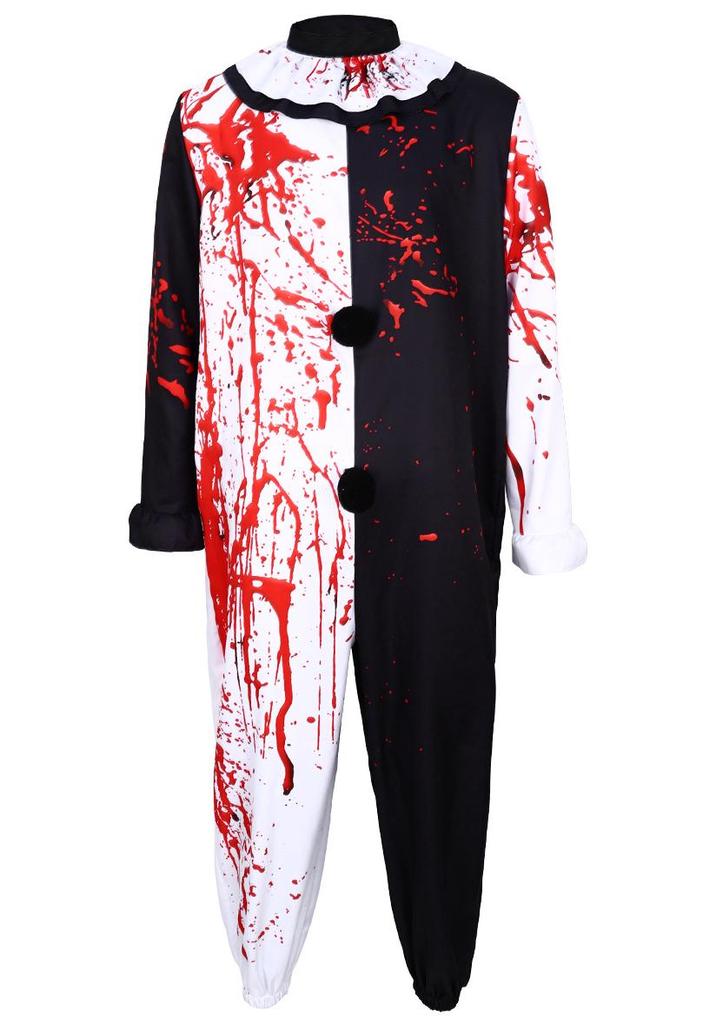 Soul-Shattering Clown Halloween Unisex Cosplay Costume with Blood Stains and Cloak