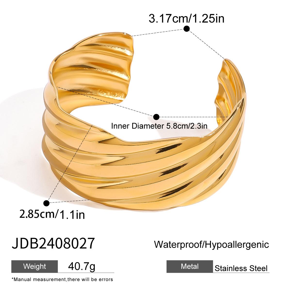 JYL TS Bracelet Bangle Gold Exaggerated Open Design Bold Look Radiates Confidence & Fortune JDB2408027 grullo