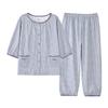 Pure Cotton Pajamas Women's Seven-quarter-sleeved Nine-point Pants Thin Cotton Summer Large-size Loungewear Set Spring and Autumn Cardigan