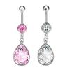 Pink Zircon Belly Button Rings Dangle Heart Butterfly Navel Piercing Stainless Steel Belly Bar For Women Body Piercing Jewelry