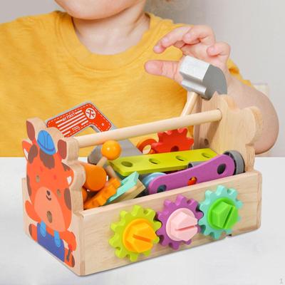 Wooden Kids Tool Set Pretend Play Construction Toy Educational Nut Disassembly DIY
