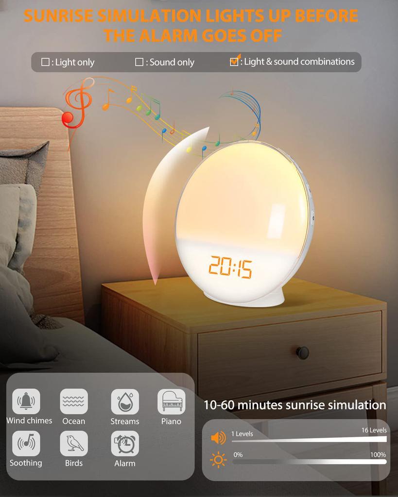 Smart WiFi Sunrise Sunset Alarm Clock with App Control