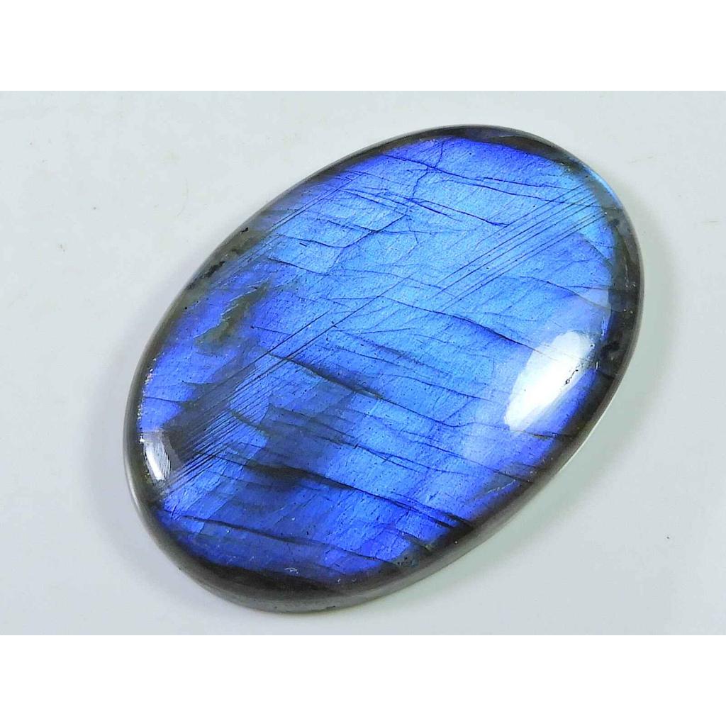 107 karátů Duhový Oheň labradorit Oválný Kabošon Volný Přírodní Drahokam 33X49MM SK-2047