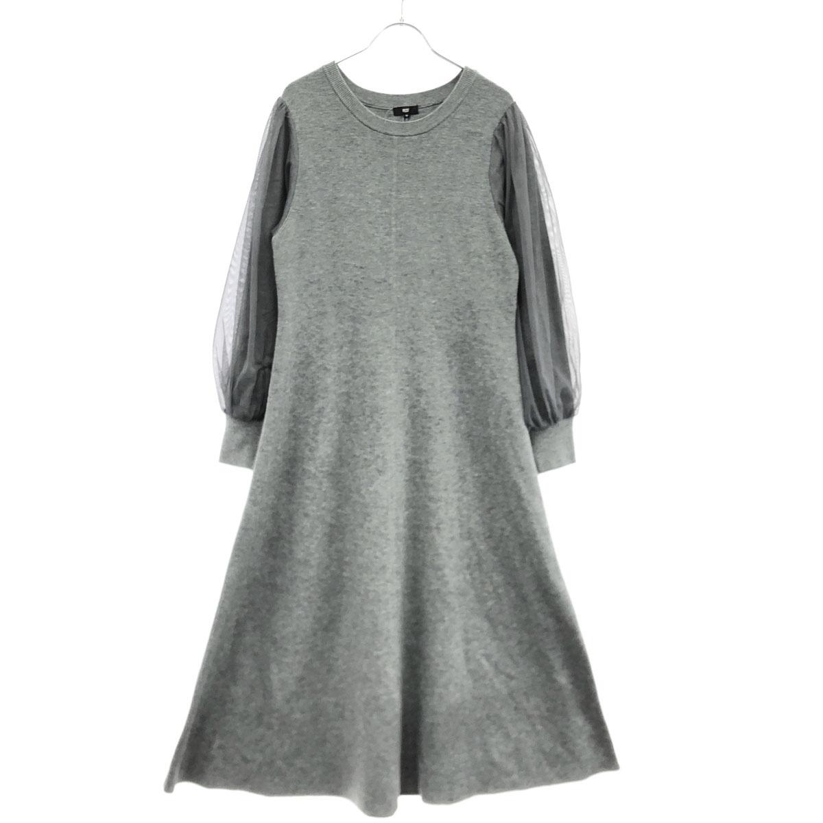 PLST Plaste Tulle Docking Knit Dress Gray M [Used] ITOZ3FY61880