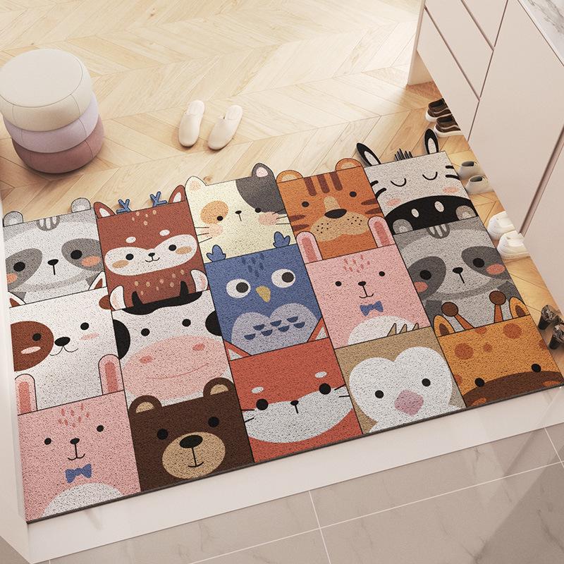 Adorable Cartoon Loop Pile Door Mat: Durable, Cuttable, and Dirt-Resistant Entryway Rug