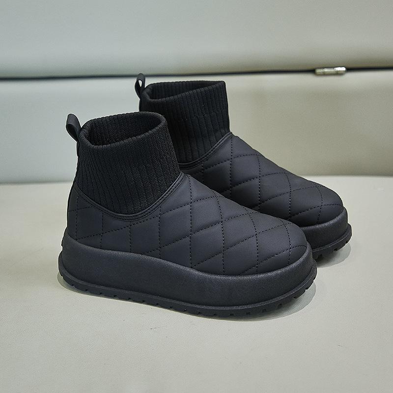 Women's Quilted High-Top Winter Snow Boots - Lightweight Warm with Thick Rubber Sole Casual Winter Shoes Everyday Comfort Outdoor Footwea