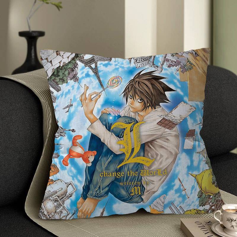 Anime-Kissen mit Todesbotschaft – Geschenkidee für Zuhause, Büro oder Schlafzimmer – Sofakissen, Autokissenbezug