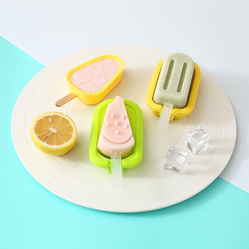 FAIS DU Reusable Silicone Ice Cream Mold Stackable Popsicle Molds DIY Dessert Ice Cream Mold with Stick Multicolour Silicone