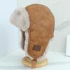Lei Feng Hat Women's Autumn and Winter Thickened Plush Hat Delicate and Soft Pu Leather Ear Protectors Cycling Pilot Hat Men