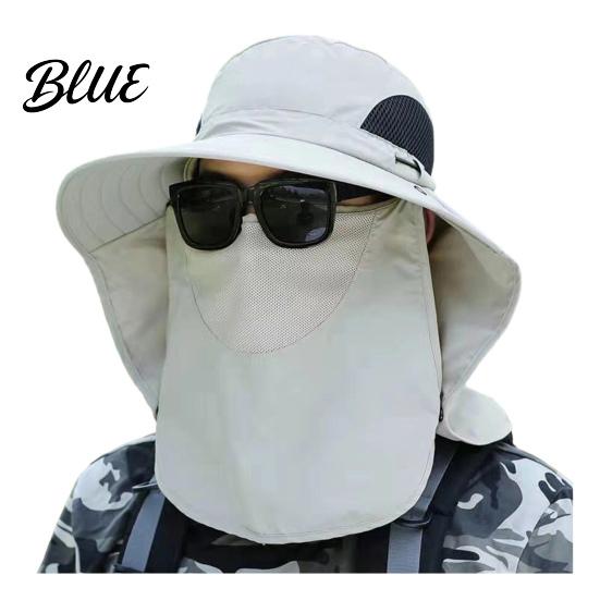 Breathable Mesh Face Mask Hat Sun Hats for Men UV Protection Fishing with Neck Flap & Mask Full Coverage Wide Brim Bucket Hat Foldable Summer
