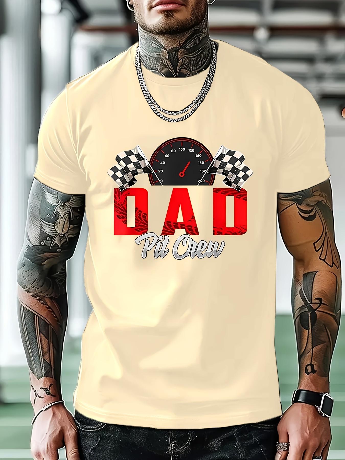Dad Pit Crew Graphic Tshirt - Black Casual Short Sleeve C... XL