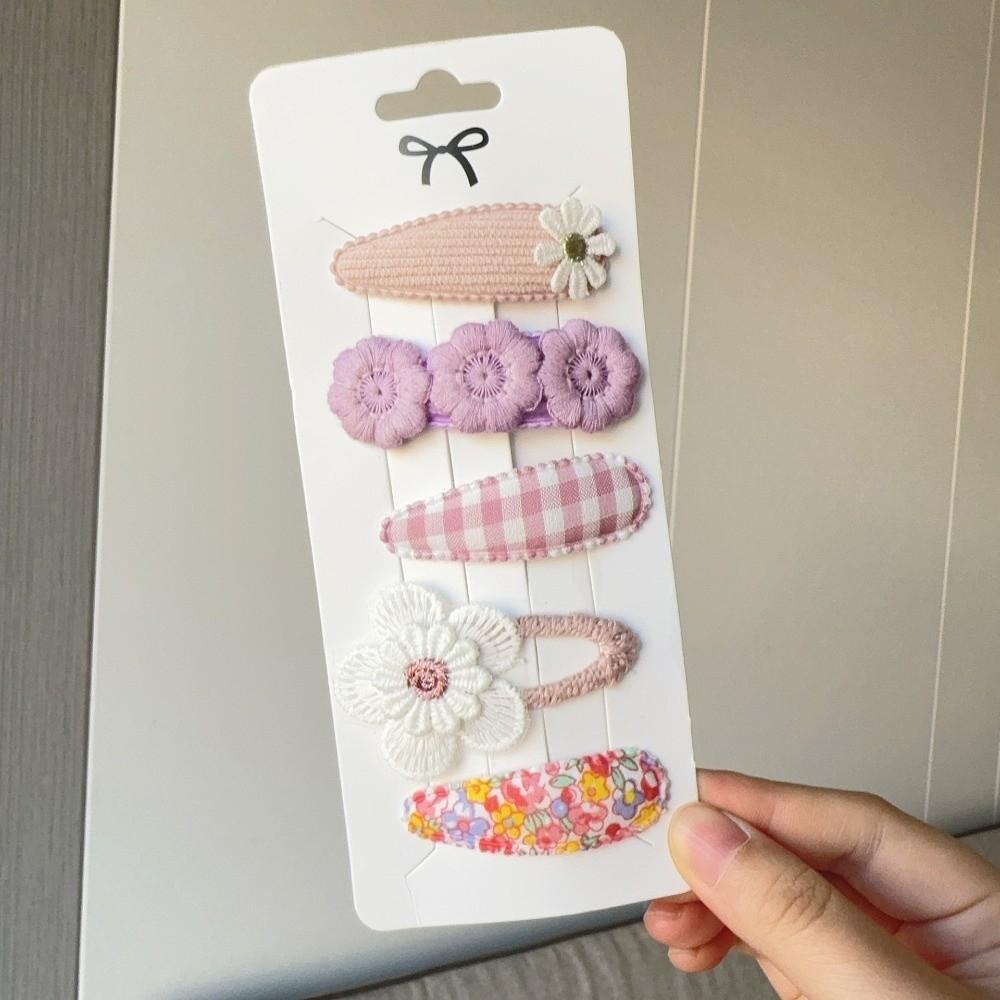 

5 Pcs/set Fabric Floral Hair Accessories Sweet Hairpin Ornaments Printed Hair Clips Set Daily Use Style C