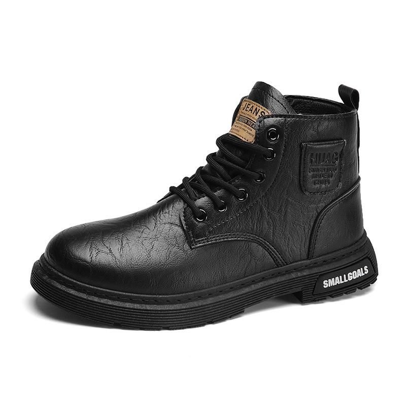 Autumn and winter leather casual men's boots high-top black retro Martin boots fashion tooling shoes 9961