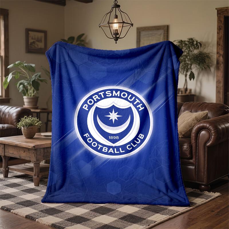 Coperta in Pile a Tema Portsmouth FC Morbida e Accogliente Coperta di Peluche per Camera da Letto Divano Viaggio